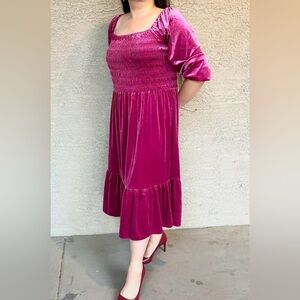 Magenta Velour Dress